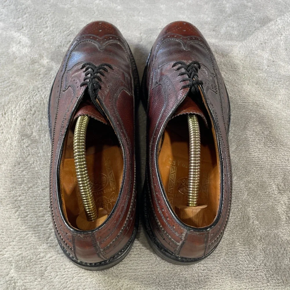 Johnston Murphy Aristocraft Wingtip Blucher Shoes Mens 9 Burgundy Leather Office